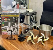 تصویر خردکن دو کاسه ای سیلور کرست-6+6تیغه تیتانیوم طلایی همراه با سیر پوست کن و همزن- 3 کاره-قدرت دستگاه 3000W وات kitchen cuisune silver crest germany2024