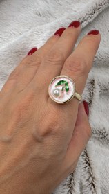 تصویر انگشتر زنانه مینا گل گرد 