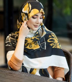 تصویر روسری وال ترک قواره 140 مجلسی 4رنگ مشکی برند gnt کد 151 Gnt scarf code 151