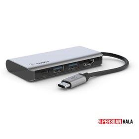 تصویر هاب شارژر 4 در 1 بلکین مدل Belkin Connect USB-C 4-in-1 Multiport Adapter AVC006 (آمریکایی) اورجینال 