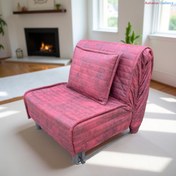 تصویر مبل تختخواب شو تک نفره عرض ۱۰۵ سانتیمتر گالری چوب آشنایی مدل آرتا با روکش پارچه و پایه فلز 