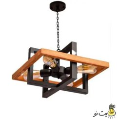 تصویر لوستر مدرن چوبی ۴ شعله 