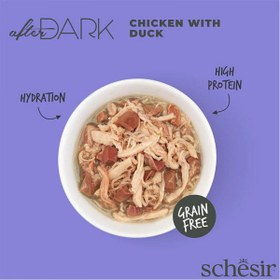 تصویر کنسرو گربه پته شسیر با طعم مرغ و اردک – Schesir Pate chicken with duck 