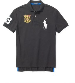 تصویر پولو شرت رالف لورن Ralph Lauren CUSTOM-FIT BIG PONY CREST POLO BLACK 