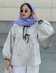 تصویر مانتو لینن مدل سیمین حانی گلی 