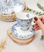 تصویر فنجان و نعلبکی وارداتی گل آبی 