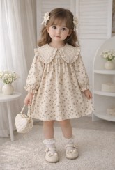 تصویر پیراهن دخترانه کتان مناسب ۱/۵ تا ۷ سال 