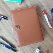 تصویر دفتر کلاسوری راشن سایز A5 جلد چرمی ۱۰۰ برگ قفل فلزی 