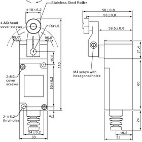 تصویر لیمیت سوئیچ دو طرفه قرقره دار طرح امرن تیپ باریک سی ان تی دی CNTD مدل CHL-5000 