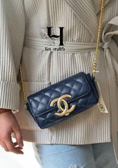 تصویر کیف مینی شنل سرمه ای بند زنجیری کد ۴۸۸۹ 