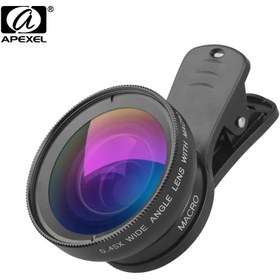 تصویر لنز کلیپسی موبایل اپیکسل مدل APL-0.45WM ا Apexel APL-0.45WM Super Wide Angle & Super Macro Mobile Lens Apexel APL-0.45WM Super Wide Angle & Super Macro Mobile Lens