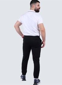 تصویر شلوار بارانی مردانه با کشش و جلو صاف به رنگ مشکی برند selected Men's Stretch Flat Front Cargo Pants in Black