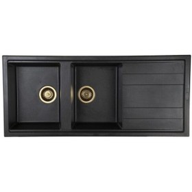تصویر سینک گرانیتی سفید رگه دار سوپر فانتزی وارداتی آلمانی سایز 115 در 50 سانت توکار kiara german matterial granite sink