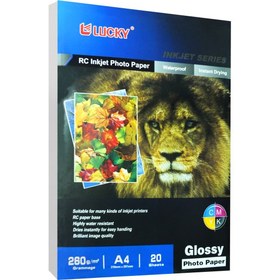 تصویر کاغذ فتوگلاسه لاکی سایز A4 وزن 260 گرم 20 برگ Lucky A4 Photo Glossy Paper 260g 20sh