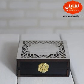 تصویر جعبه هدیه چوبی اعلاء نیم مثقال زعفران سرگل اصل قائنات 