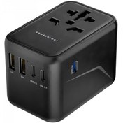 تصویر آداپتور مسافرتی یونیورسال پاورولوژی 65 وات مدل Powerology p65w3pd Powerology Universal Multi-Port Travel Adapter with 3 Type-C