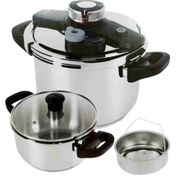 تصویر زودپز دوقلو کلیپسی یونیک آلمان 6+4 لیتر مدل DSD unique german twin pressure cooker 6 + 4 liters dsd model