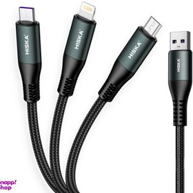 تصویر کابل تبدیل USB به لایتنینگ / USB-C / MicroUSB هیسکا مدل LX-13 طول 1.4 متر 