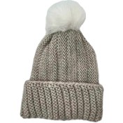 تصویر کلاه دخترانه زمستانی تک پوم- فروش عمده کلاه بافتنی مشکی زمستان زنانه |کلاهت 