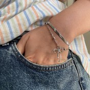 تصویر دستبند زنانه دولاین طرح پاپیون 