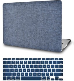 تصویر کیبورد لپ تاپ KECC برای MacBook Air 13 &quot;w / Keyboard Cover Shell Plastic Shell Case A1466 / A1369 2 در 1 بسته نرم افزاری (پارچه نیروی دریایی) KECC Compatible with MacBook Air 13 inch Case (2010-2017 Release) A1369/A1466 Plastic Hard Shell + Keyboard Cover (Navy Fabric)