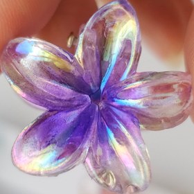 تصویر گلسر شیشه ای سایز مینی 4 سانتی طرح پلومریا رنگی Plumeria hair clip