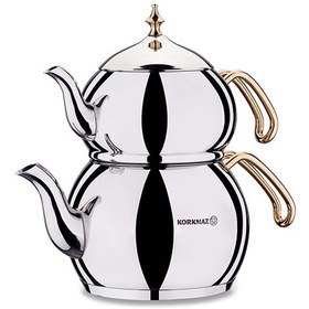 تصویر کتری قوری کرکماز مدل هاندان - 2 لیتر (طلایی) Korkmaz Hanedan Gold Teapot Set 2 lt