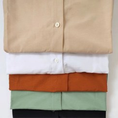 تصویر شومیز زنانه جنس داکرون مدل پیراهن مردانه - کرم 