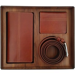 تصویر ست چرم طبیعی مردانه SK-05 کیف پول، کمربند، جاکارتی و کیف موبایل چرم گاوی 