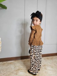 تصویر ست بلوز شلوار کبریتی پلنگی آوین - قهوه‌ای پلنگی / 