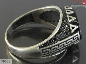 تصویر انگشتر نقره عقیق سیاه مردانه مدل آبان کد 62361 Aban black agate ring