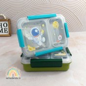 تصویر ظرف غذا کودک ( لانچ باکس) دو قسمتی واشر دار داخل استیل وارداتی 