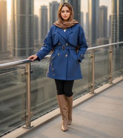 تصویر بارانی زنانه مدل پناه جنس سانتانا سایز ۴۸ تا ۵۲ 