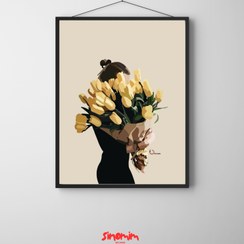 تصویر تابلو گل - A4: 21x30cm / چوب تیره عرض ۳ سانتی‌متر 