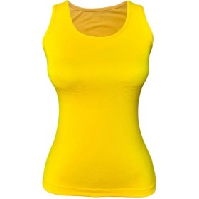 تصویر تاپ زنانه دوک مدل رکابی رنگ زرد 