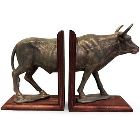 تصویر هولدر کتاب طرح گاو با پایه چوبی 