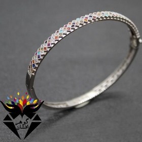 تصویر دستبند النگویی نقره پرنس رنگی زنانه کدD1326 