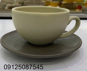 تصویر فنجان نعلبکی لته دوریکا طرح مات - لیمویی ا cup and saucer dorika cup and saucer dorika
