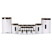 تصویر سرویس آشپزخانه 15 پارچه اورانوس مدل استوانه درب استیل نقره ای 