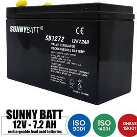 تصویر باتری شارژی 12 ولت 7.2 آمپر SUNNYBATT مدل SB1272 ا Rechargeable battery 12 volt 7.2 Amps SUNNYBATT SB1272 model Rechargeable battery 12 volt 7.2 Amps SUNNYBATT SB1272 model