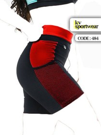 تصویر شورتک جیب موبایلی توردار ورزشی زنانه Womens sports mesh mobile pocket shorts