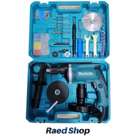 تصویر دریل برقی چکشی ماکیتا 710 وات 3200 دور پک کامل Makita HP1630 Makita HP1630 Hammer Drill 3200RPM 710w