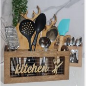 تصویر جا قاشق چنگال چوبی توری 4 خانه 