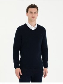 تصویر پلیور مردانه NAVY BLUE SLIM FIT V YAKA BASIC LNITWEAR KAZAKH Pierre Cardin 