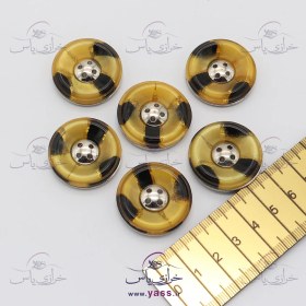 تصویر دکمه پالتویی تخفیفی خارجی زرد مشکی (بسته 6 عددی) 