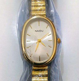 تصویر ساعت مچی زنانه نایدو NAIDU - صفحه سفید بند طلایی NAIDU women's watch