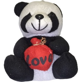تصویر عروسک خرس پاندا ولنتاین سیاه و سفید | خرید عروسک پاندا قلبی ولنتاین با کیفیت و ارزان 