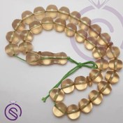 تصویر تسبیح سندلوس 33 دانه عسلی شفاف کد 22502 Sandalwood rosary 33 transparent honey beads