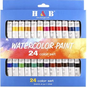 تصویر ست رنگ‌آمیزی آبرنگ 24 تکه 12 میلی‌لیتر برند h&b 24-Piece Water Colour Paint Set 12ml