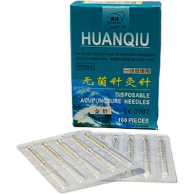 تصویر سوزن طب سوزنی ۲۵×۰٫۲۵ صد عددی دسته پلاستیکی هوانکیو ( Huan-Qiu ) 
